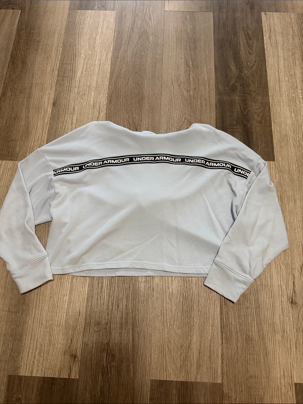 Under Armour Pale Blue Cropped Crewneck with Branded Back Tape